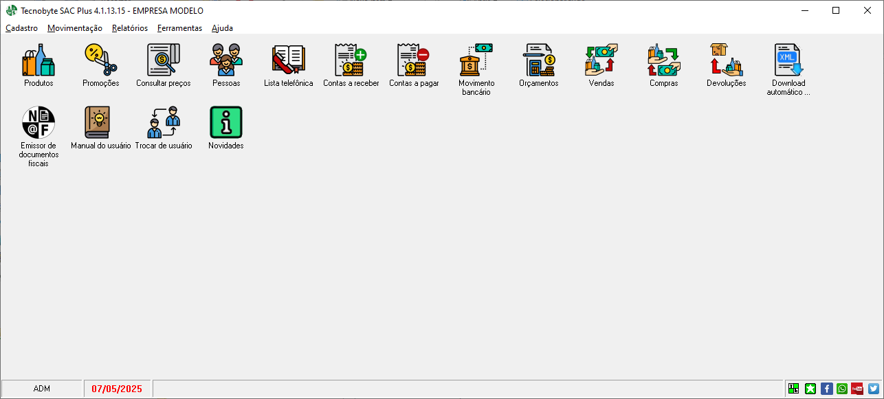 Tela principal do Tecnobyte SAC