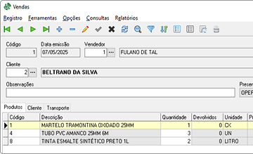 Tela de venda do Tecnobyte SAC